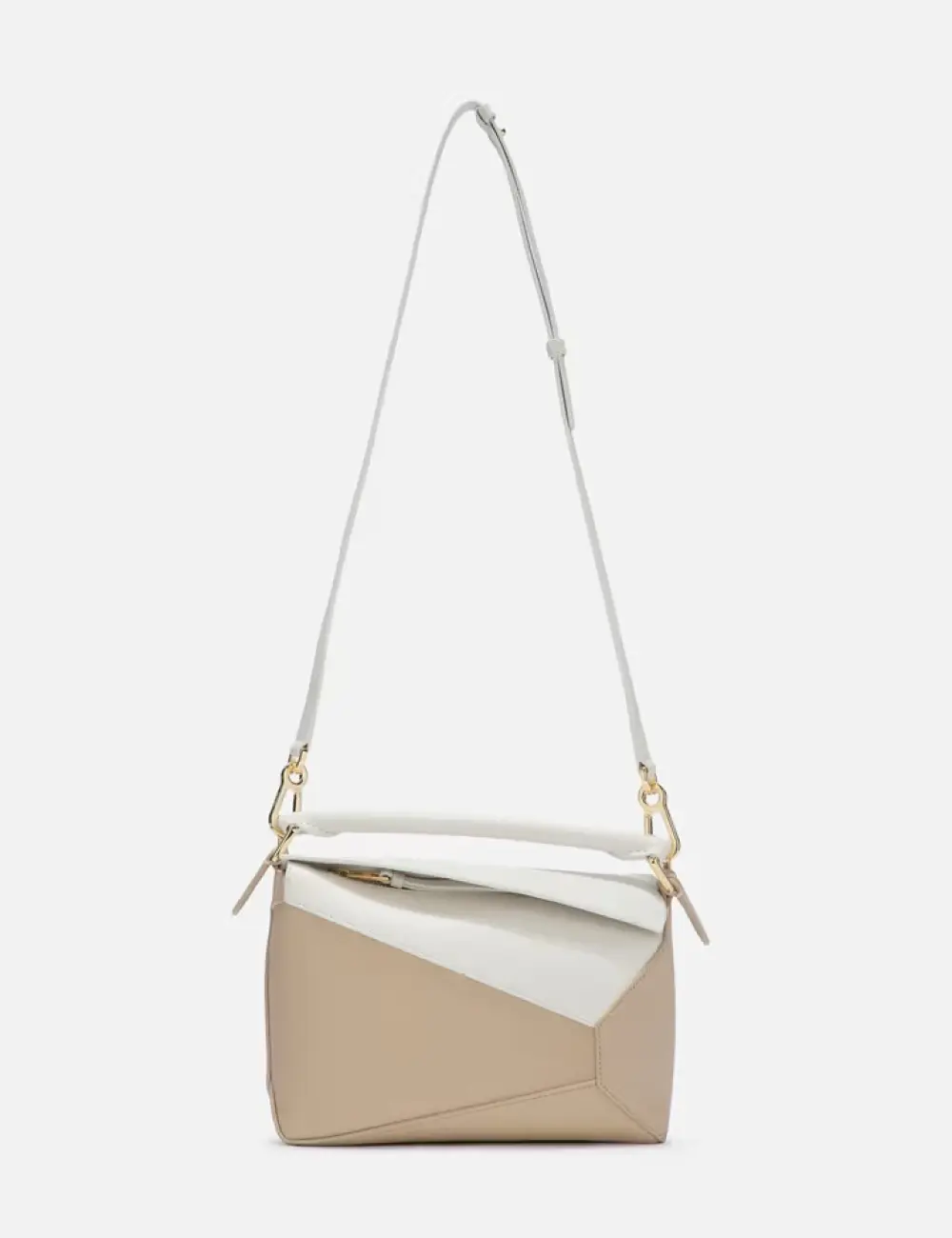 LOEWE SMALL PUZZLE BAG CLASSIC CALFSKIN soft white / paper craft