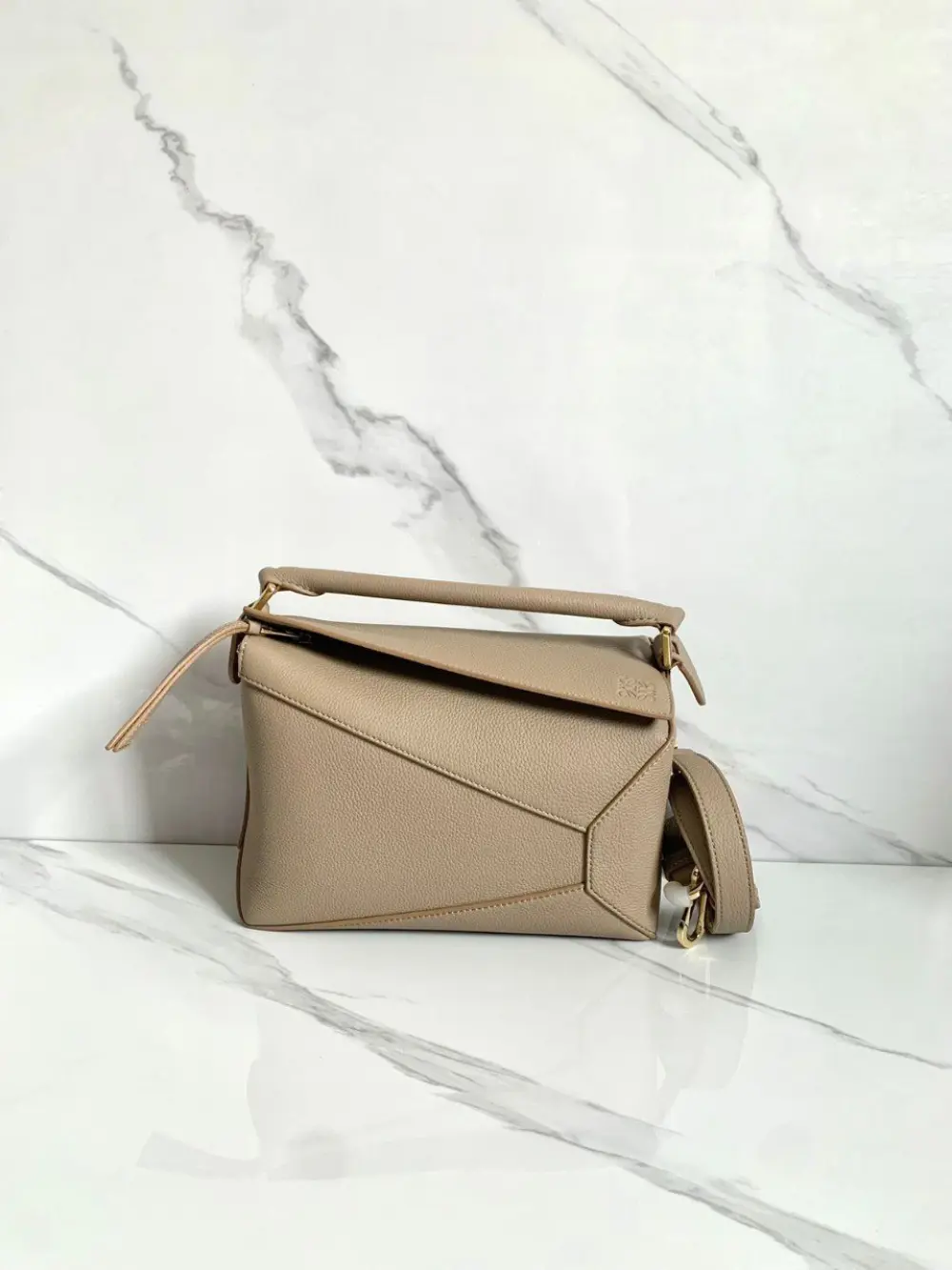 LOEWE SMALL PUZZLE BAG SOFT GRAINED CALFSKIN sand ghw