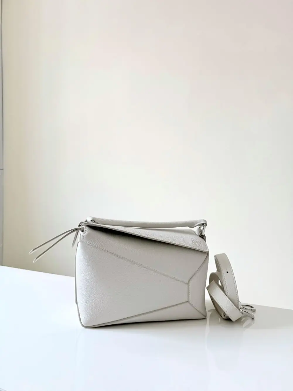 LOEWE SMALL PUZZLE BAG SOFT GRAINED CALFSKIN soft white shw