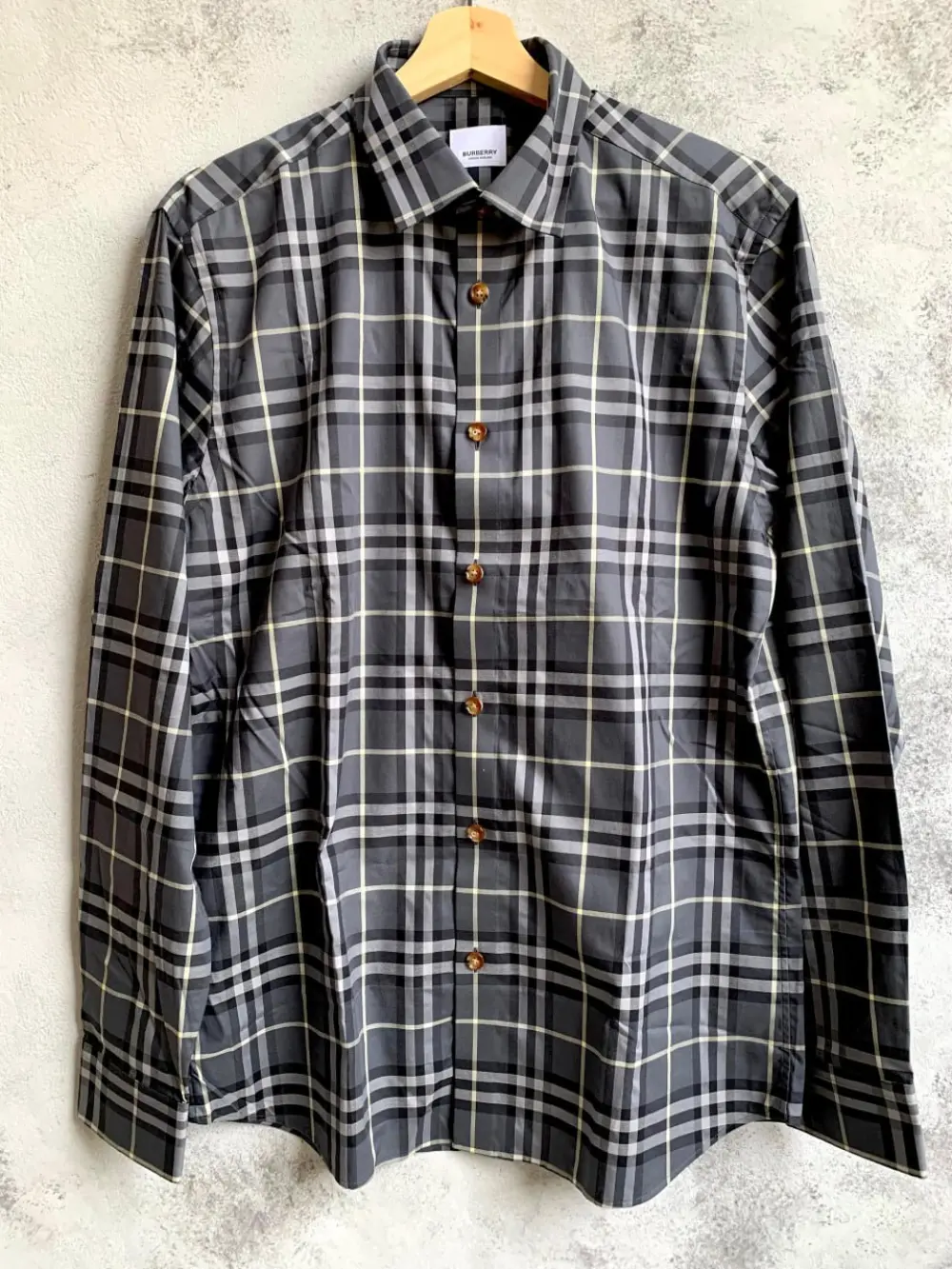 BURBERRY GEORGE IP CHECK LONG SLEEVE SHIRT seal grey