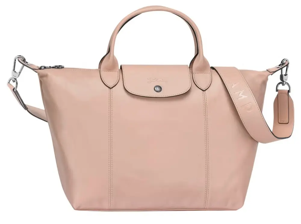 LE PLIAGE CUIR TOP HANDLE BAG W/ LINE · pink