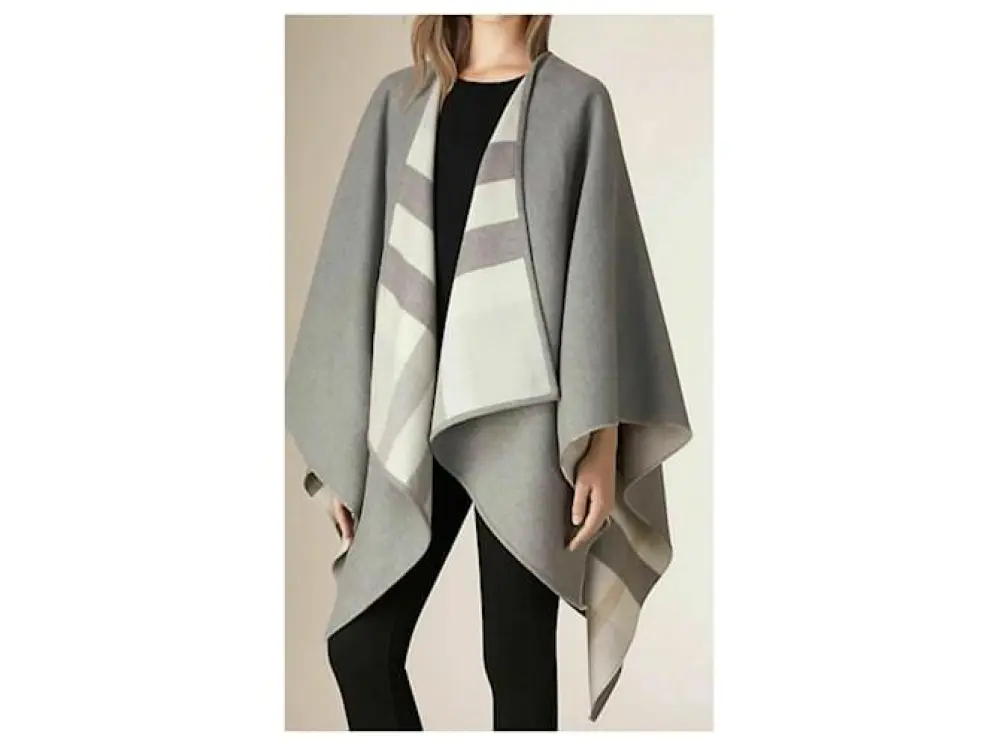 BURBERRY PONCHO CASHMERE WOOL CLASSIC light grey