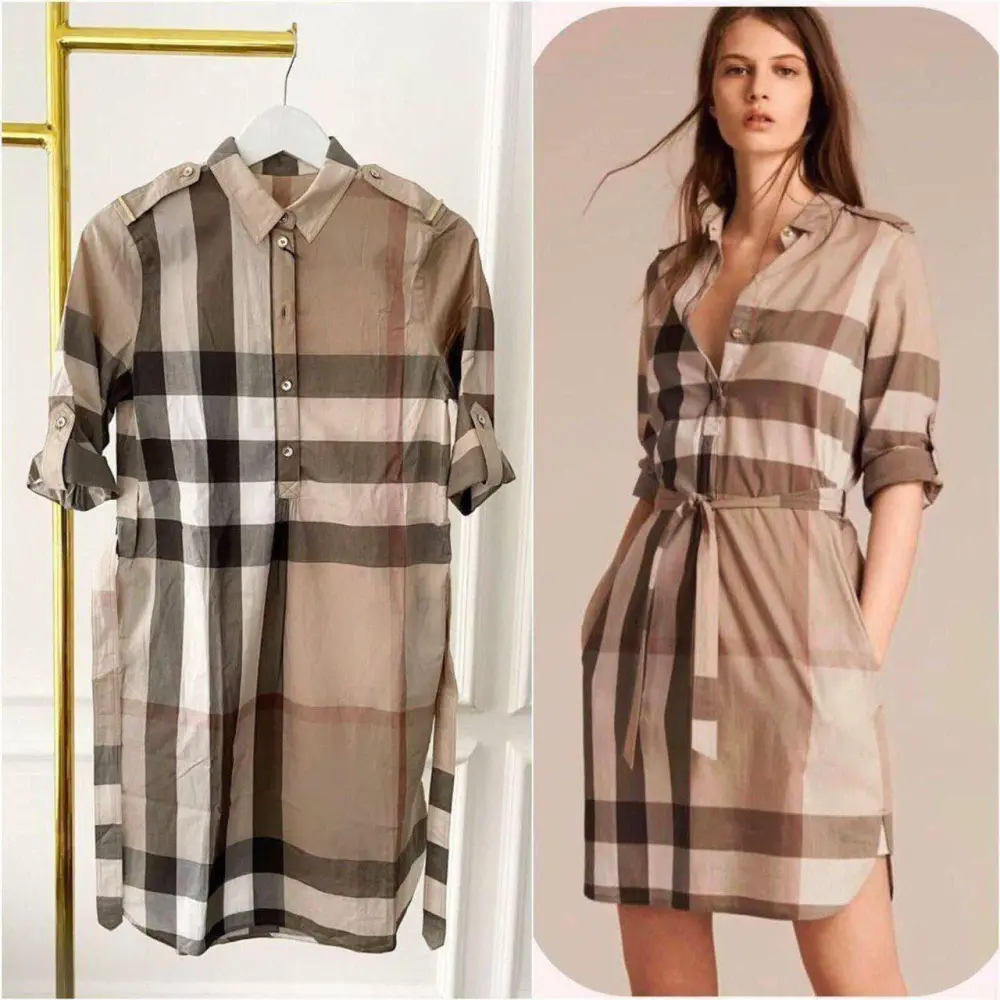 BURBERRY SHIRT WAIST DRESS CHECKER nude palestone