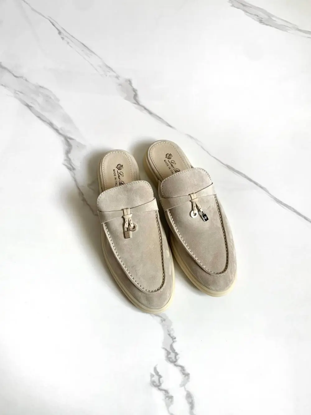 LORO PIANA BABOUCHE CHARMS WALK MULES linen (d746)