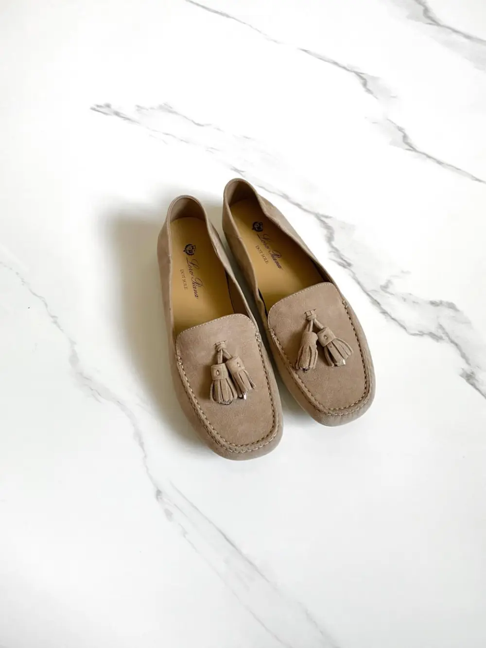 LORO PIANA DOT SOLE WALK MOCASSIN cashew butter (d846)