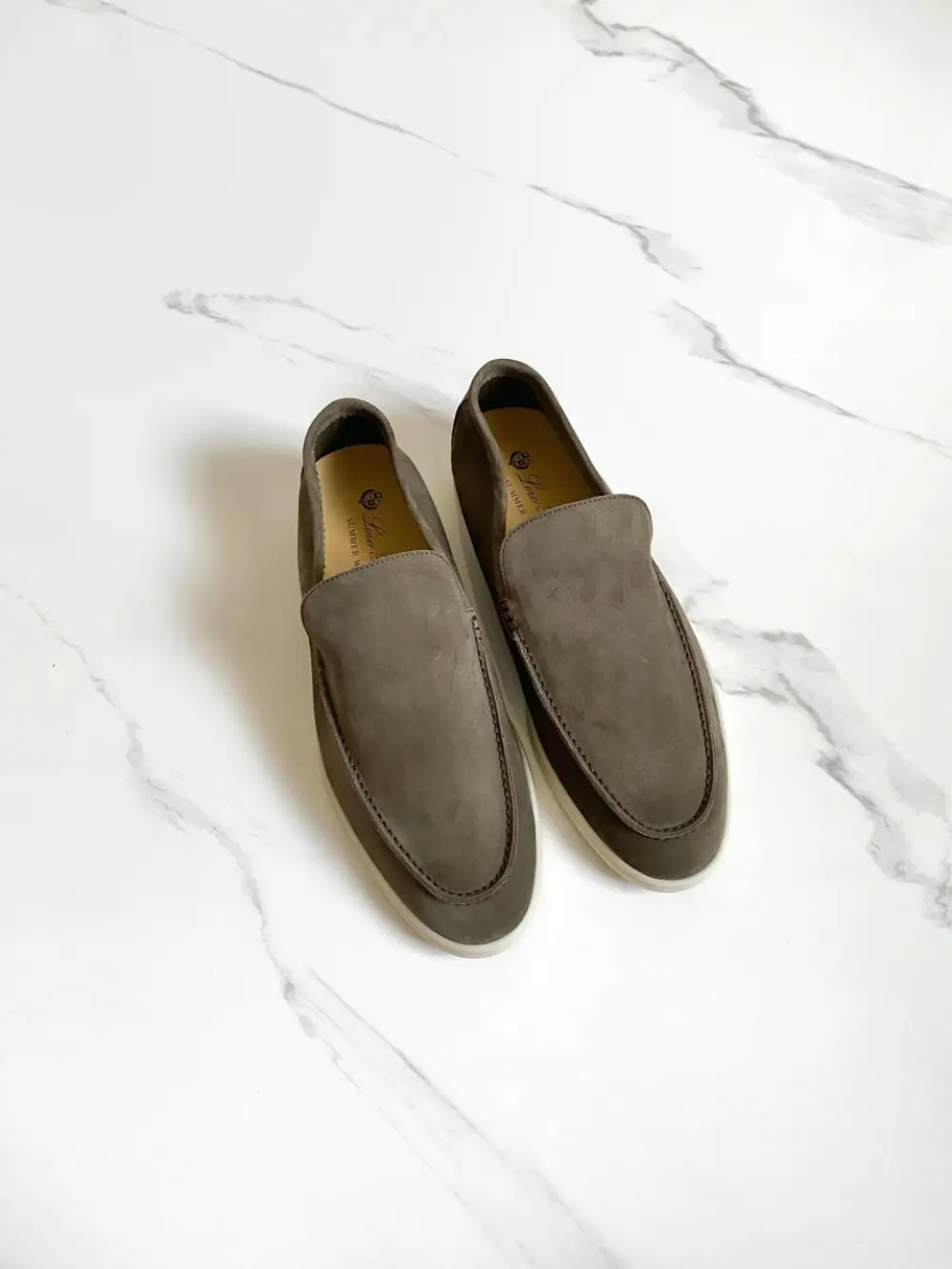 LORO PIANA SUMMER CHAMRS WALK LOAFER MEN SUEDE grey moss (m0xh)