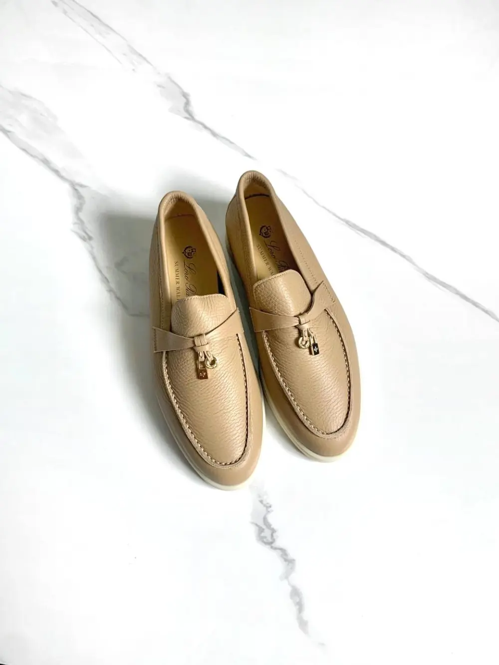 LORO PIANA SUMMER CHARMS WALK LOAFER natural light camel deerskin (a0c7)