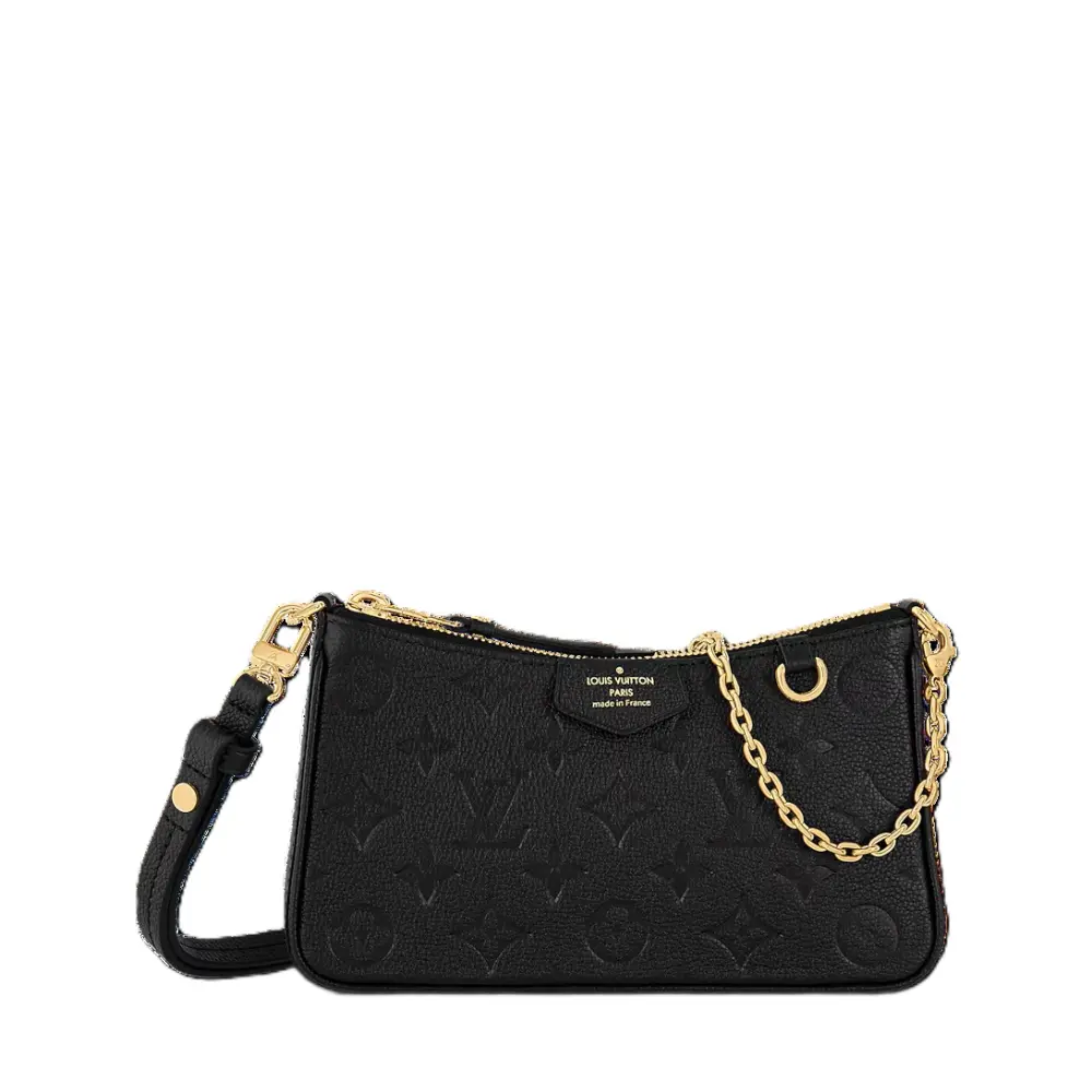 VUITTON LV EASY POUCH ON STRAP · empreinte leather black