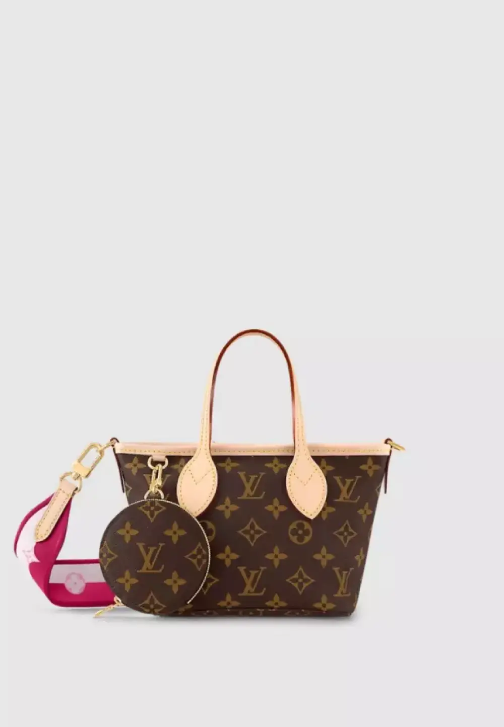 VUITTON LV NEVERFULL BB · monogram strap pink
