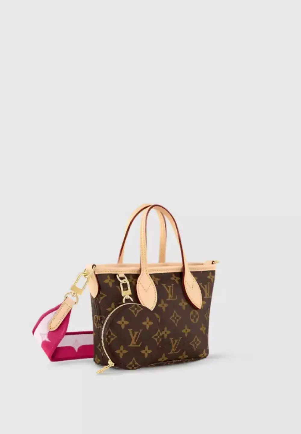 LOUIS VUITTON LV NEVERFULL BB monogram strap pink