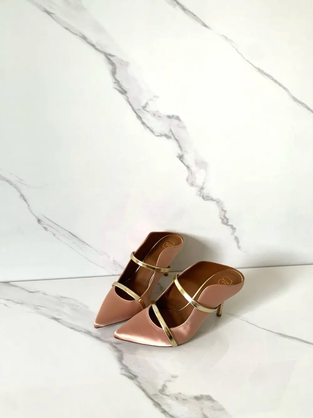 MALONE 7CM blush gold satin