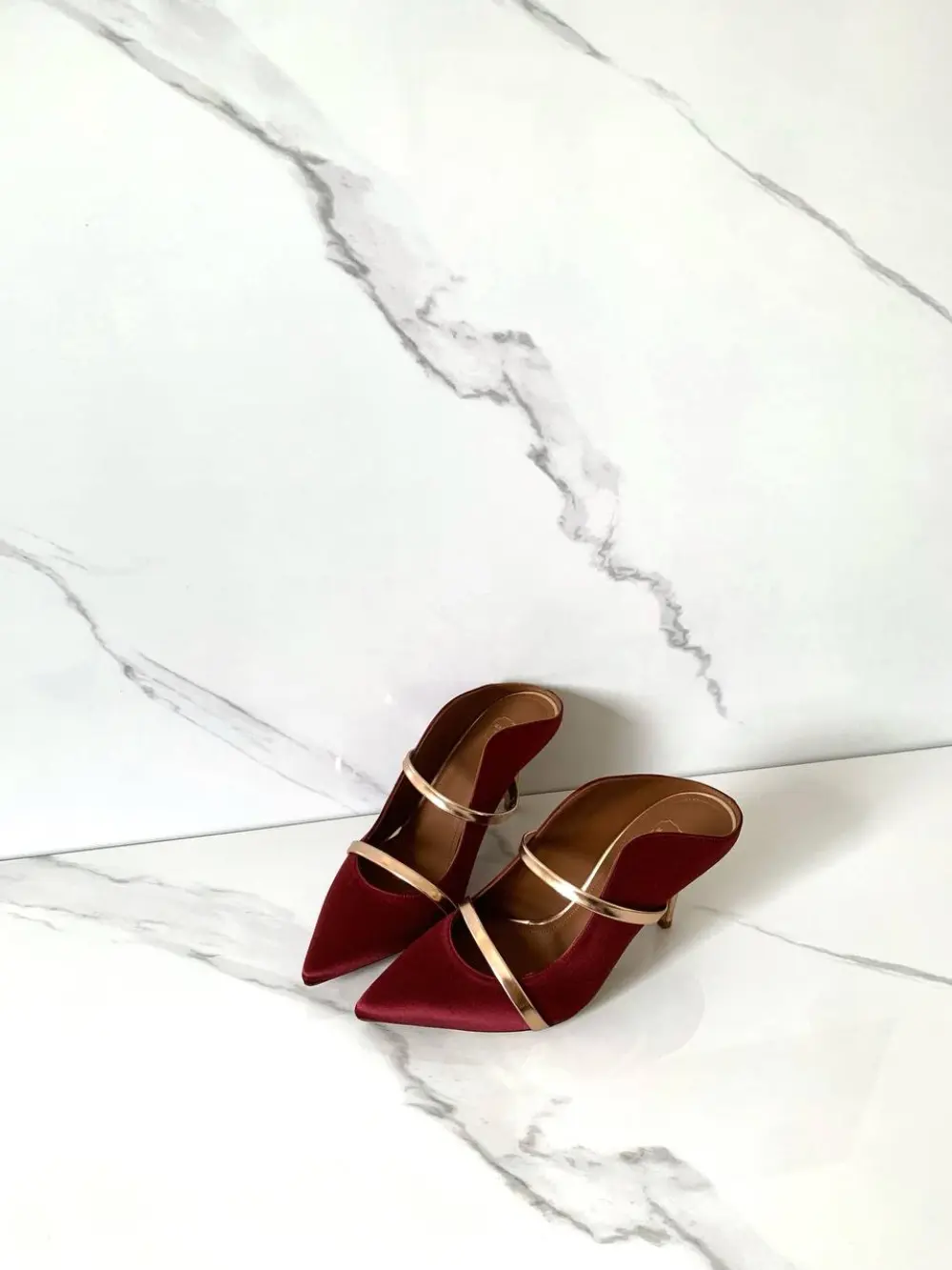 MALONE 7CM wine rosegold satin