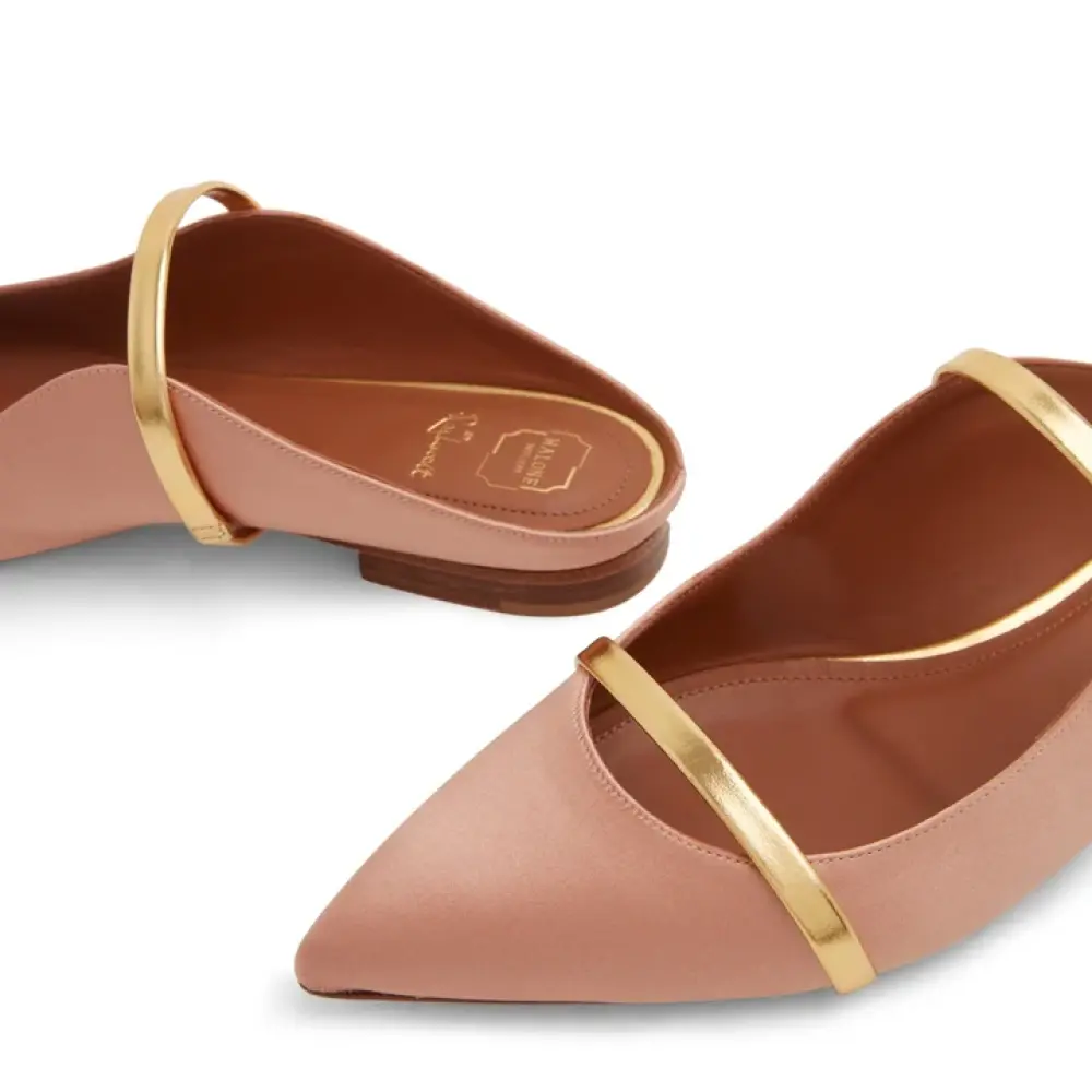 MALONE FLAT MULES blush gold satin