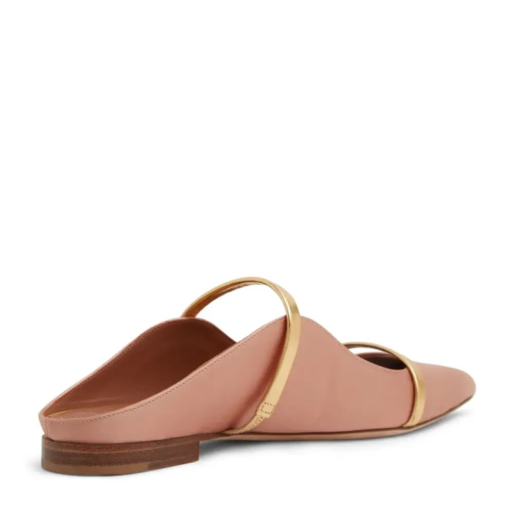 MALONE FLAT MULES blush gold satin