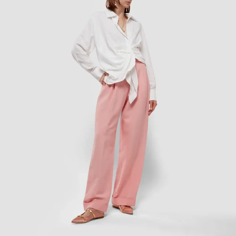 MALONE FLAT MULES blush gold satin