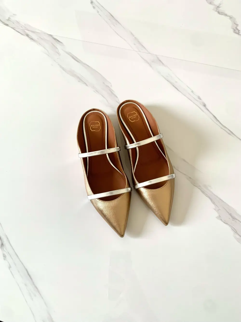 MALONE FLAT MULES gold silver