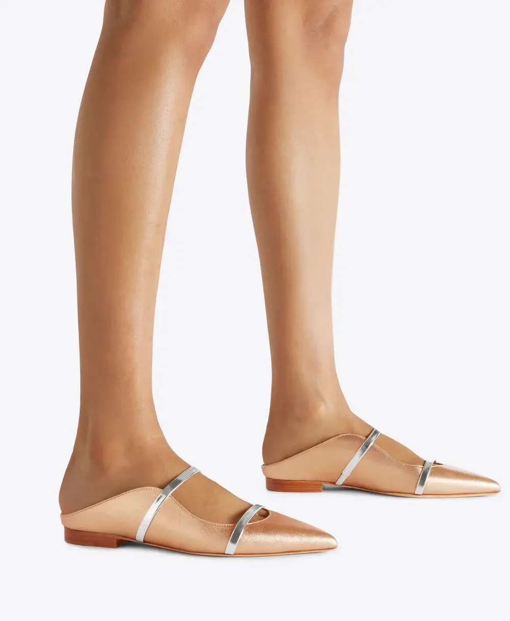 MALONE FLAT MULES gold silver