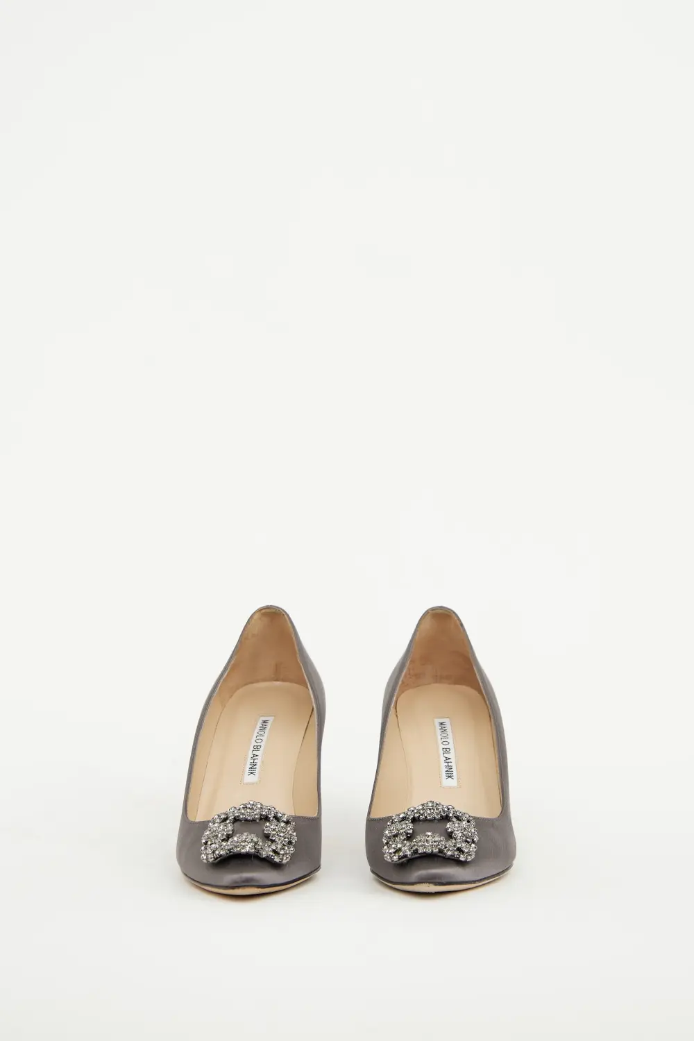 MANOLO BLAHNIK HANGISI HEELS 7CM dark grey - dark crystal