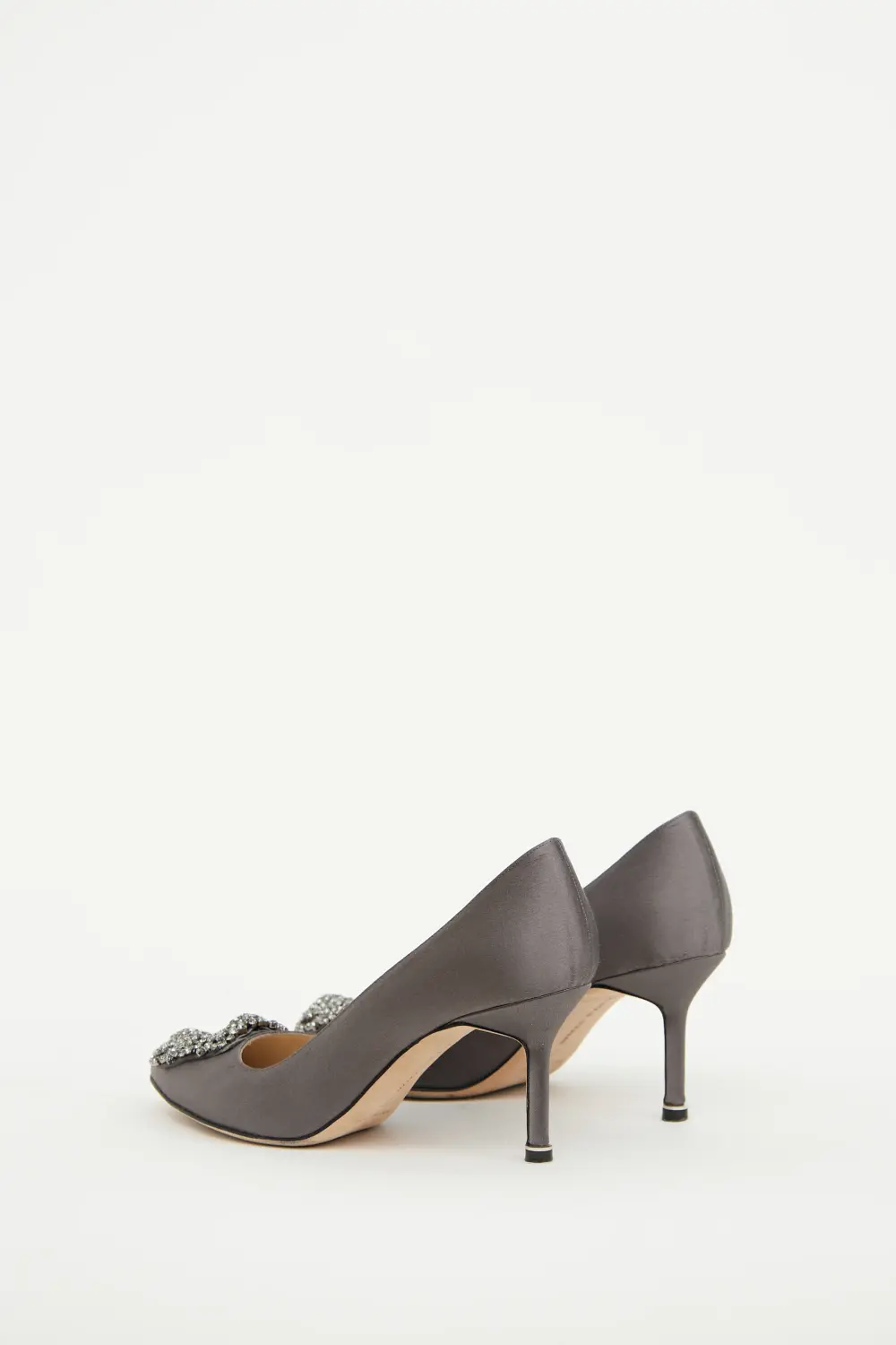 MANOLO BLAHNIK HANGISI HEELS 7CM dark grey - dark crystal
