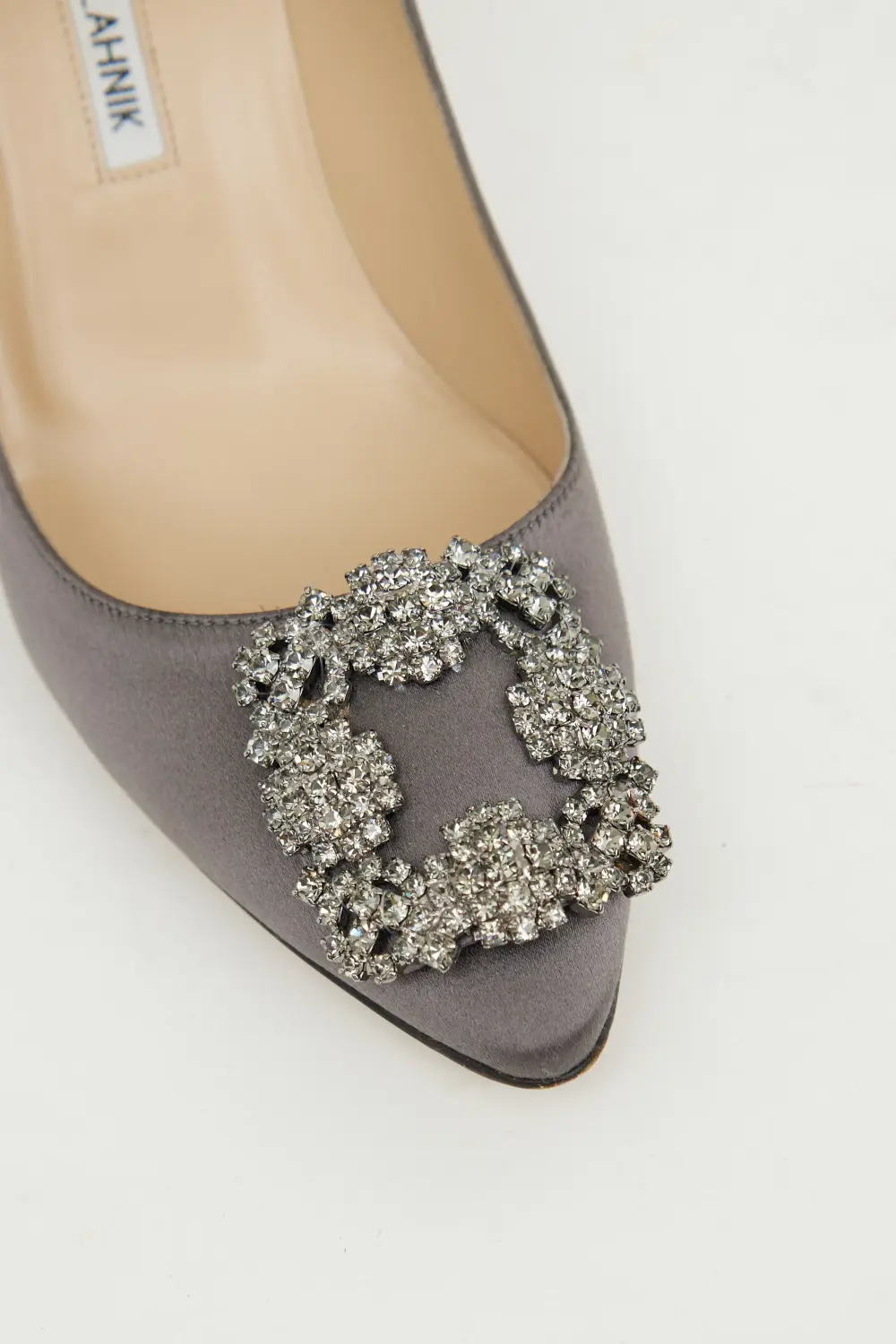 MANOLO BLAHNIK HANGISI HEELS 7CM dark grey - dark crystal
