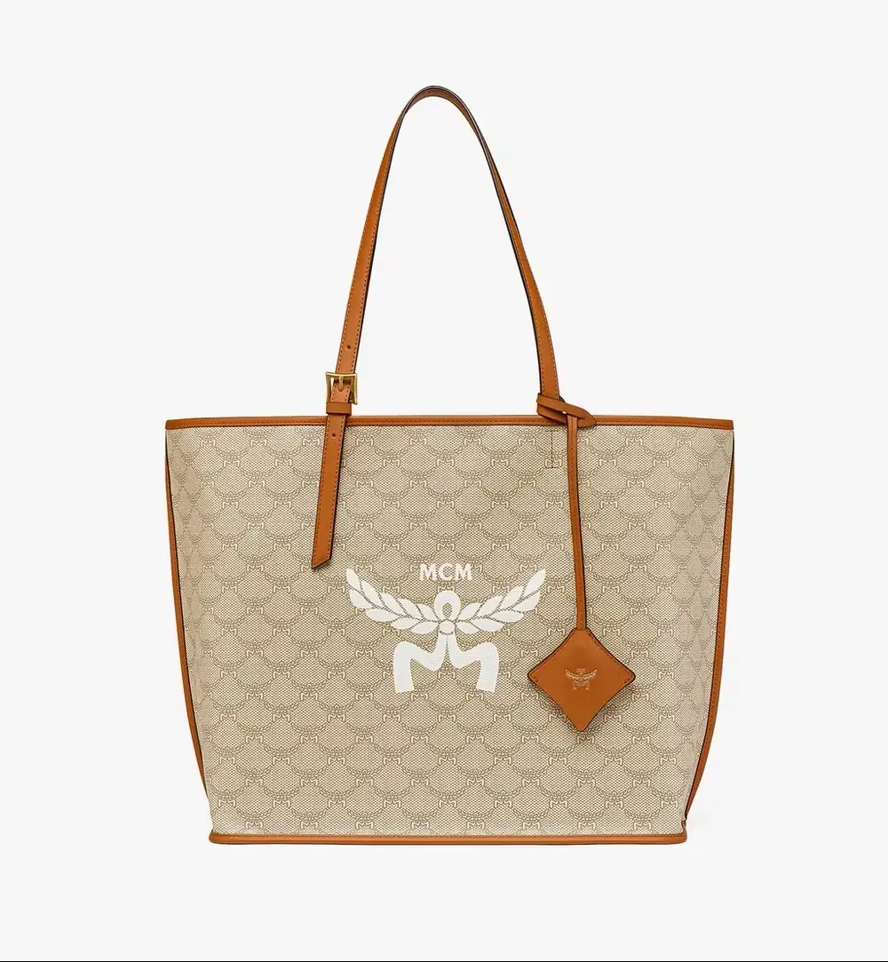 MEDIUM HIMMEL LAURETOS LEATHER TOTE BAG · beige oatmeal