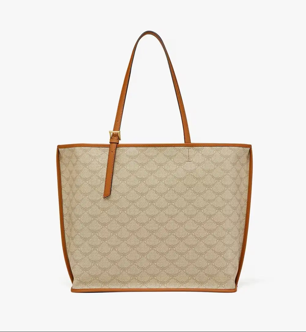 MCM MEDIUM HIMMEL LAURETOS LEATHER TOTE BAG beige oatmeal