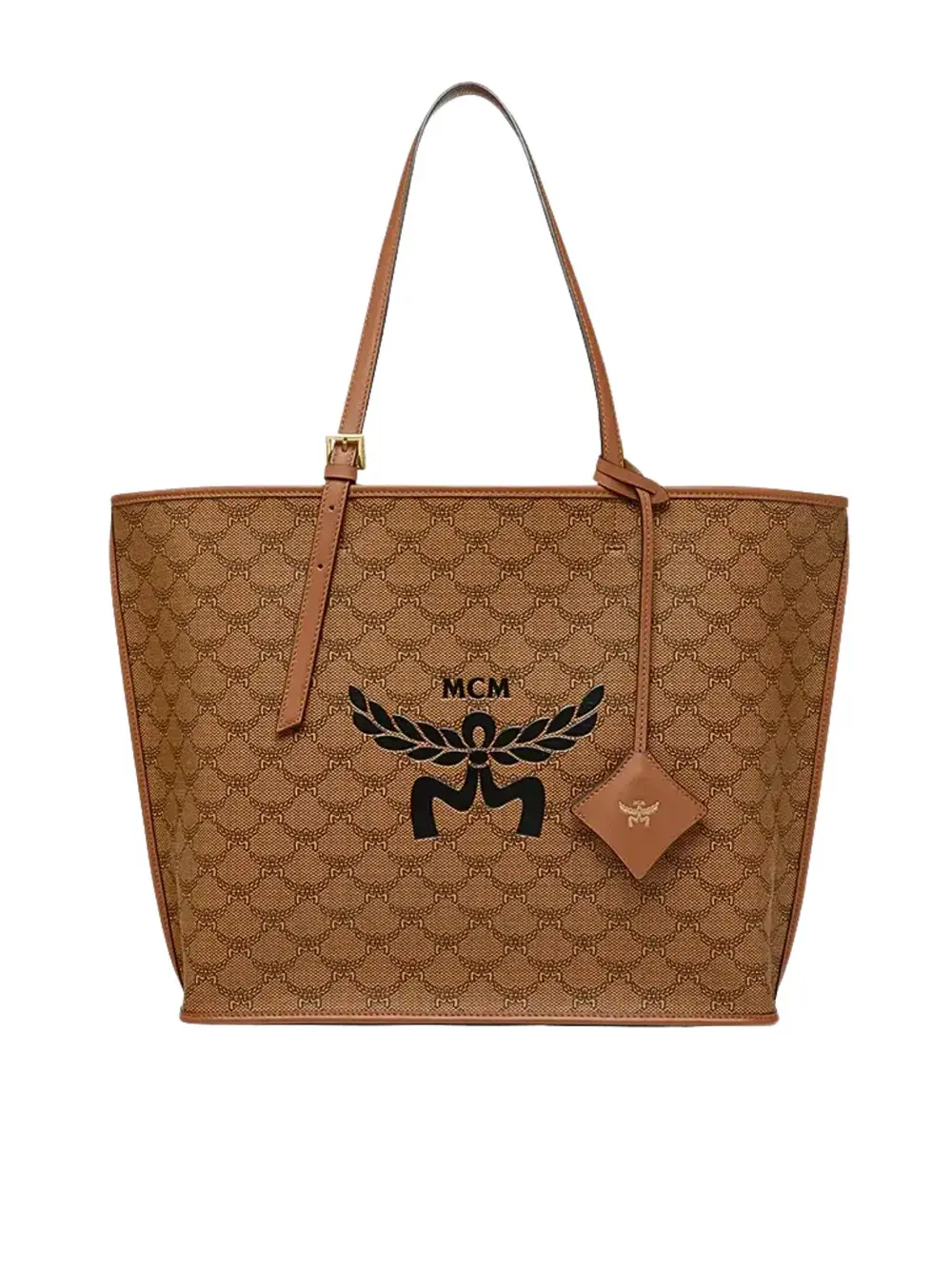MEDIUM HIMMEL LAURETOS LEATHER TOTE BAG · cognac
