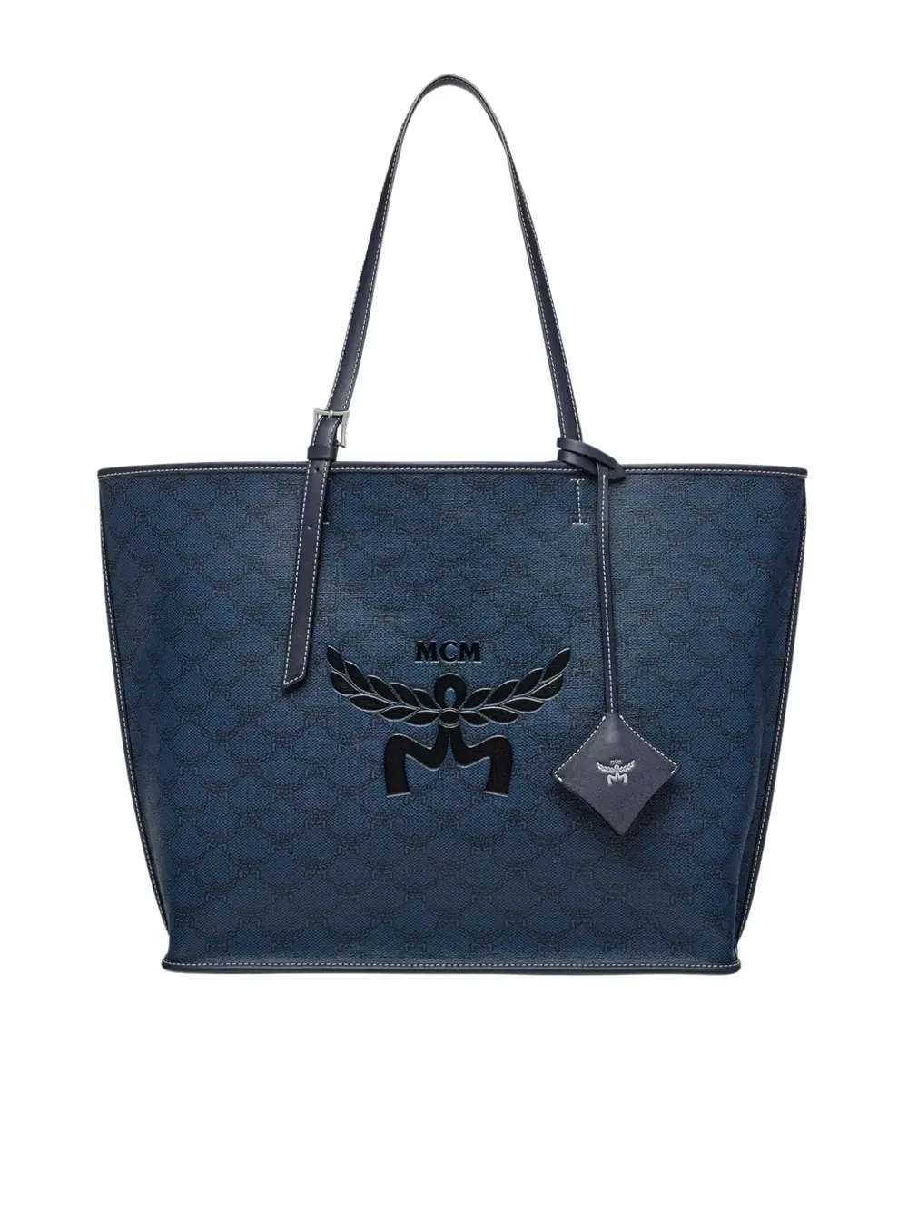 MEDIUM HIMMEL LAURETOS LEATHER TOTE BAG · navy blazer