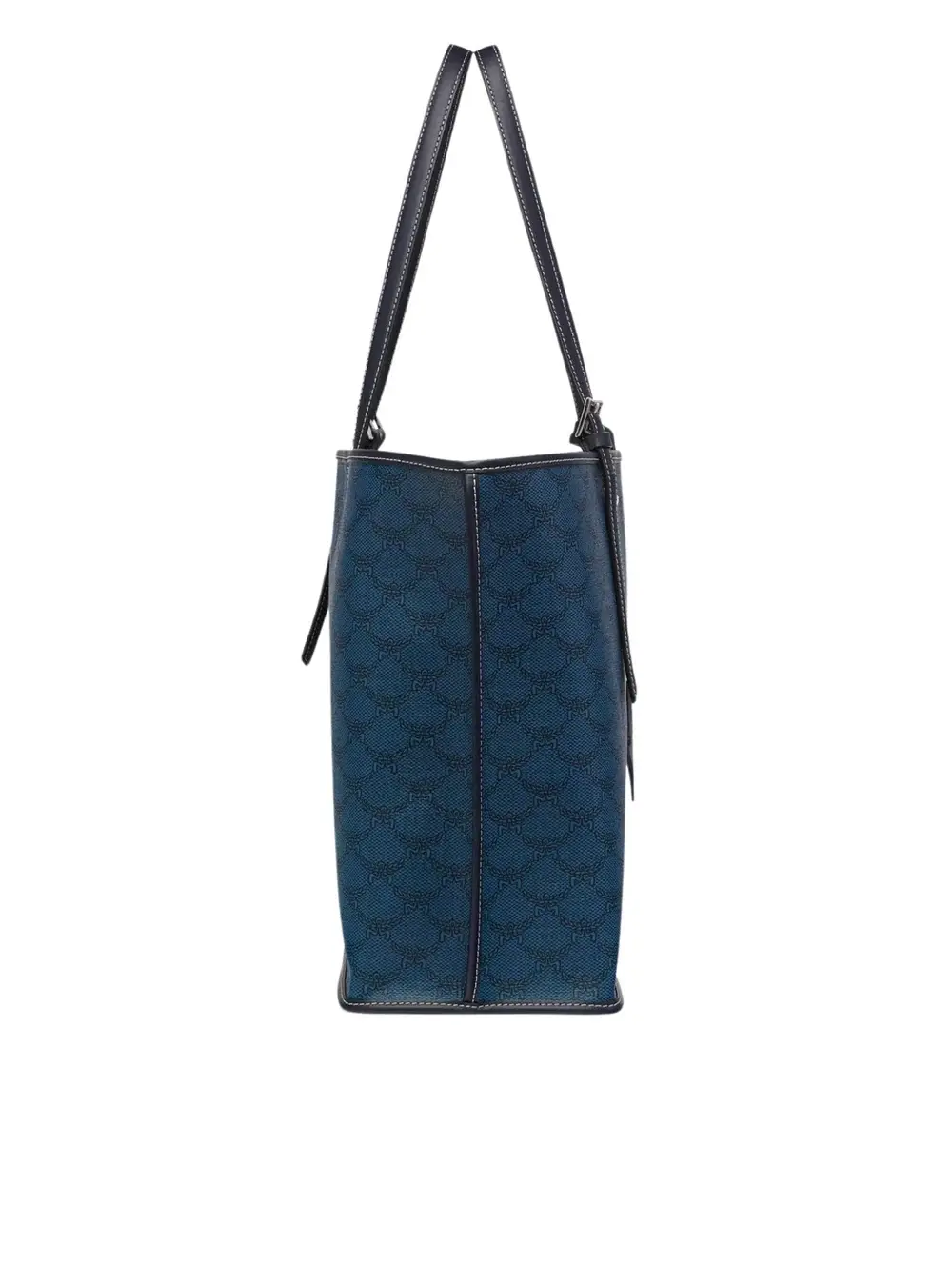MCM MEDIUM HIMMEL LAURETOS LEATHER TOTE BAG navy blazer