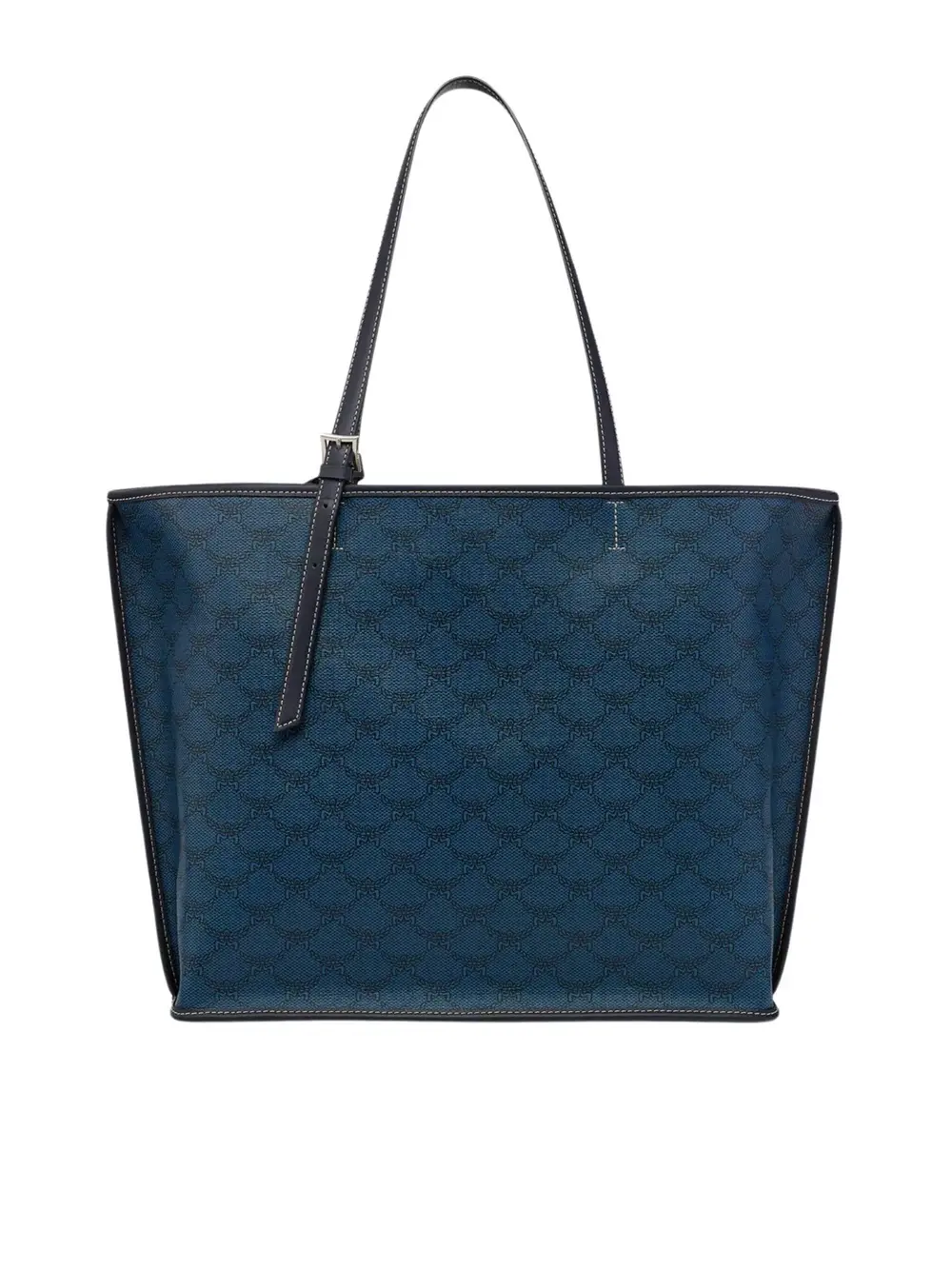 MCM MEDIUM HIMMEL LAURETOS LEATHER TOTE BAG navy blazer