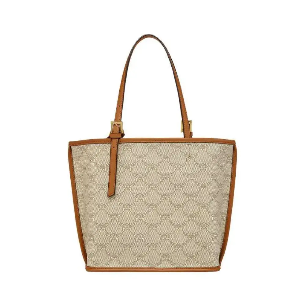 MCM MINI HIMMEL LAURETOS LEATHER TOTE BAG beige oatmeal