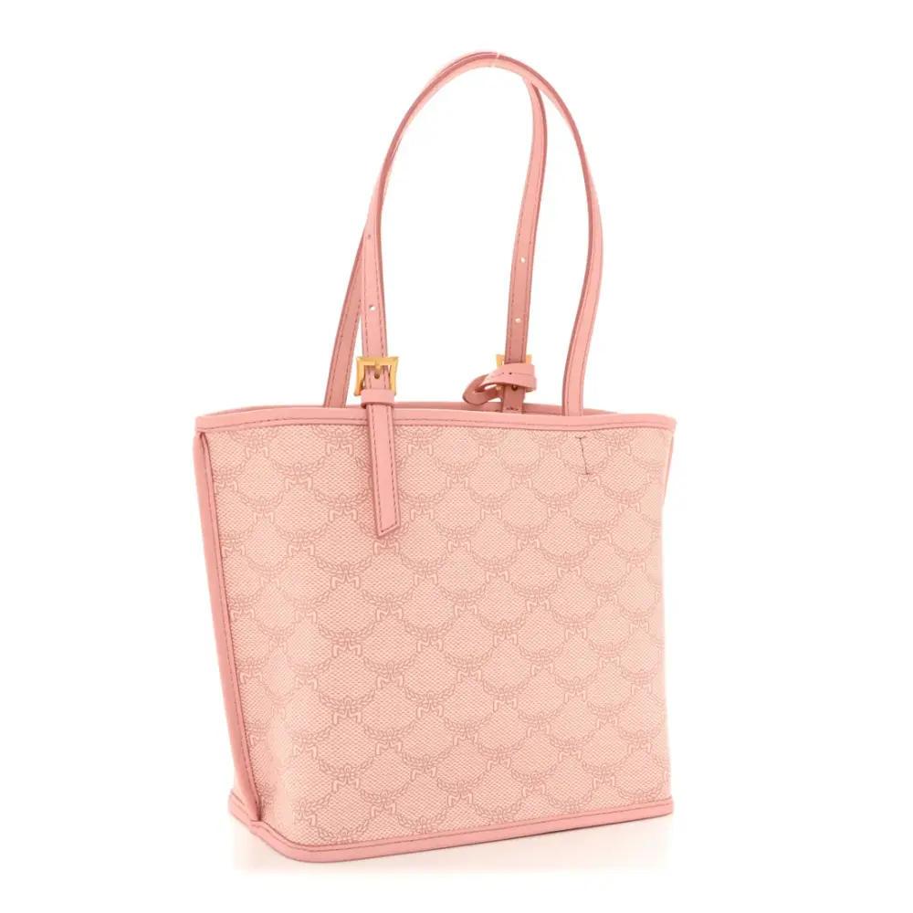 MCM MINI HIMMEL LAURETOS LEATHER TOTE BAG silver pink