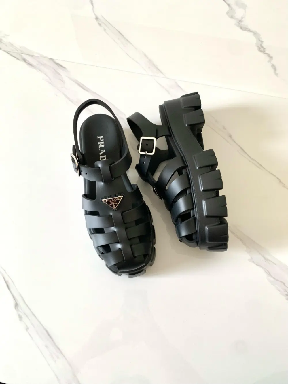 PRADA RUBBER SANDAL black