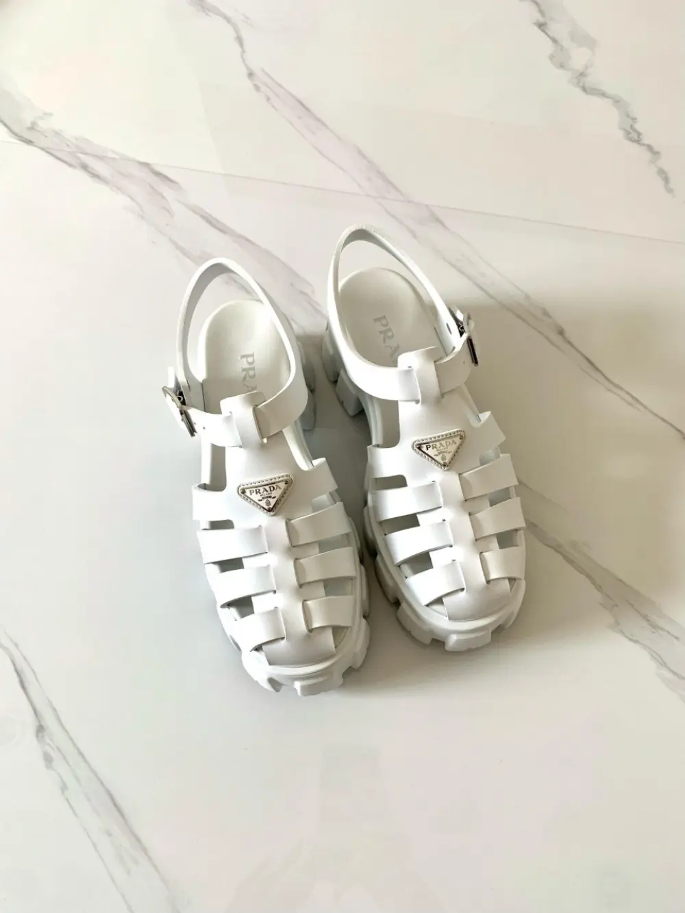 PRADA RUBBER SANDAL white