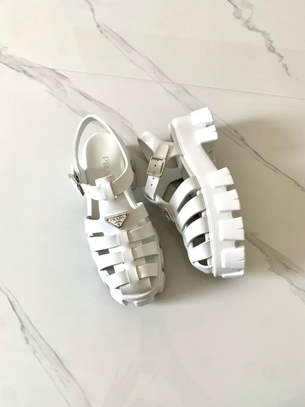 PRADA RUBBER SANDAL white