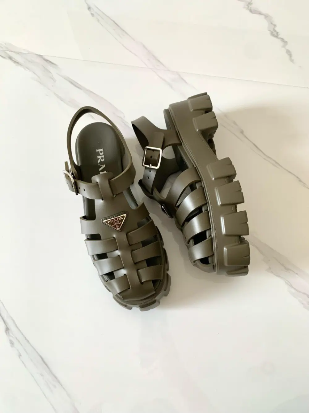 PRADA RUBBER SANDAL army