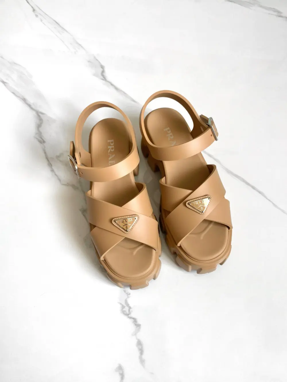 PRADA RUBBER SANDAL MONOLITH SANDAL barley