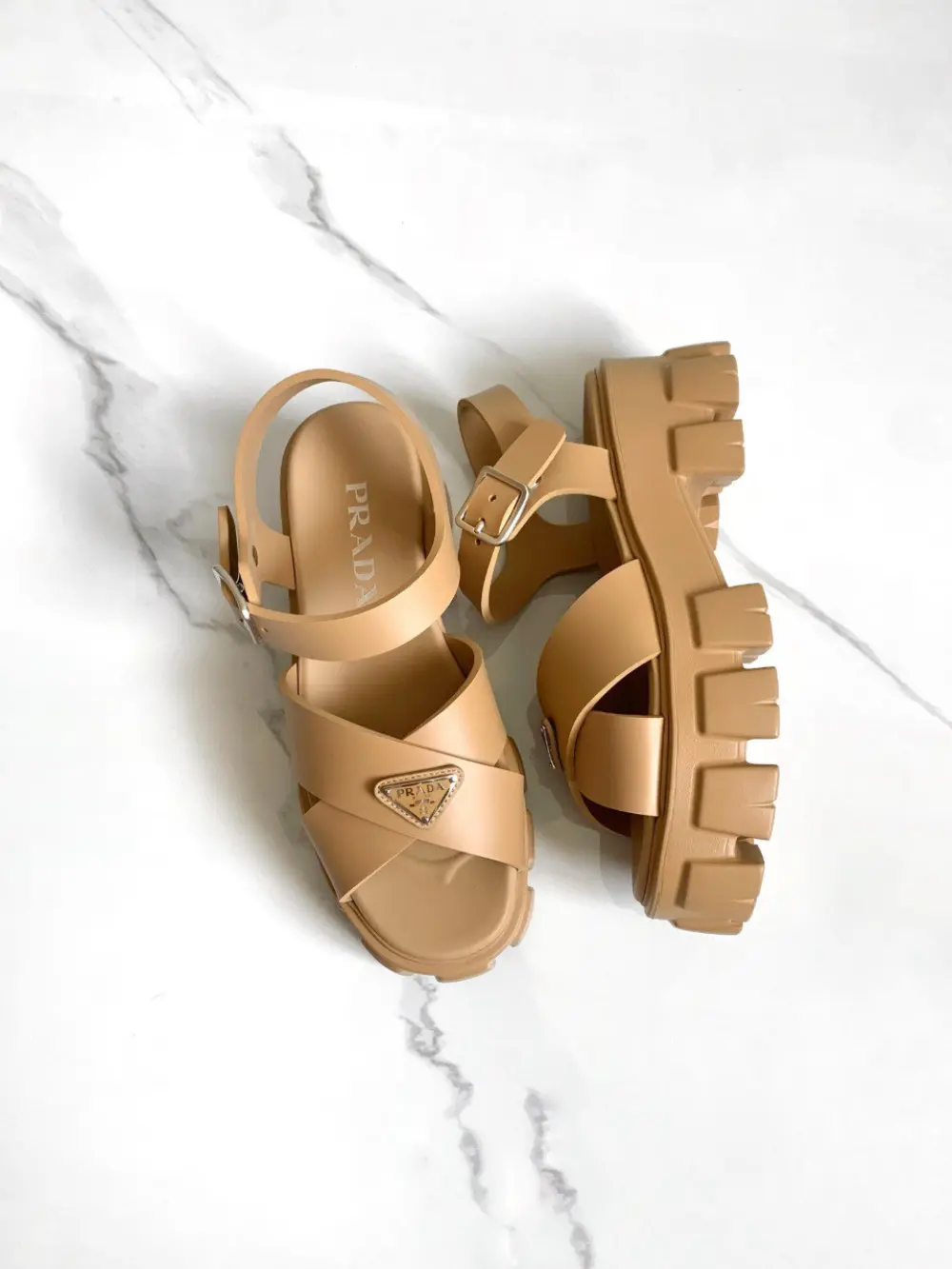 PRADA RUBBER SANDAL MONOLITH SANDAL barley