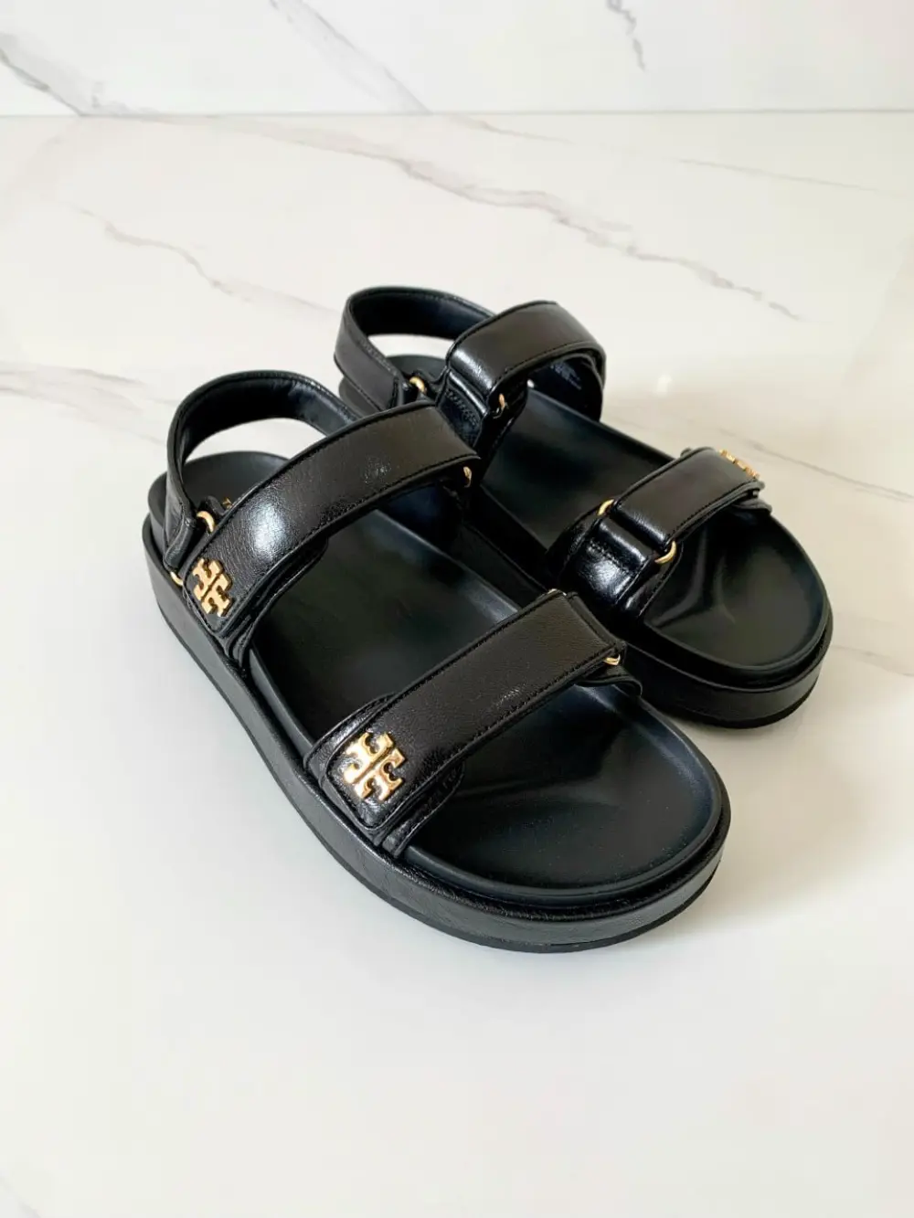 TORY BURCH KIRA SPORT VELCRO STRAP SANDALS black