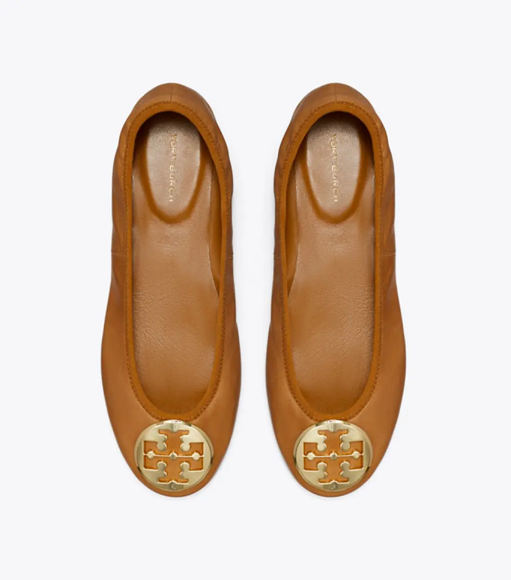 TORY BURCH MINNIE FLAT tan ghw