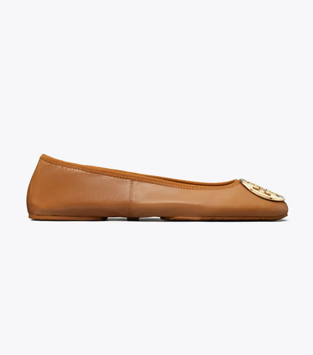 TORY BURCH MINNIE FLAT tan ghw