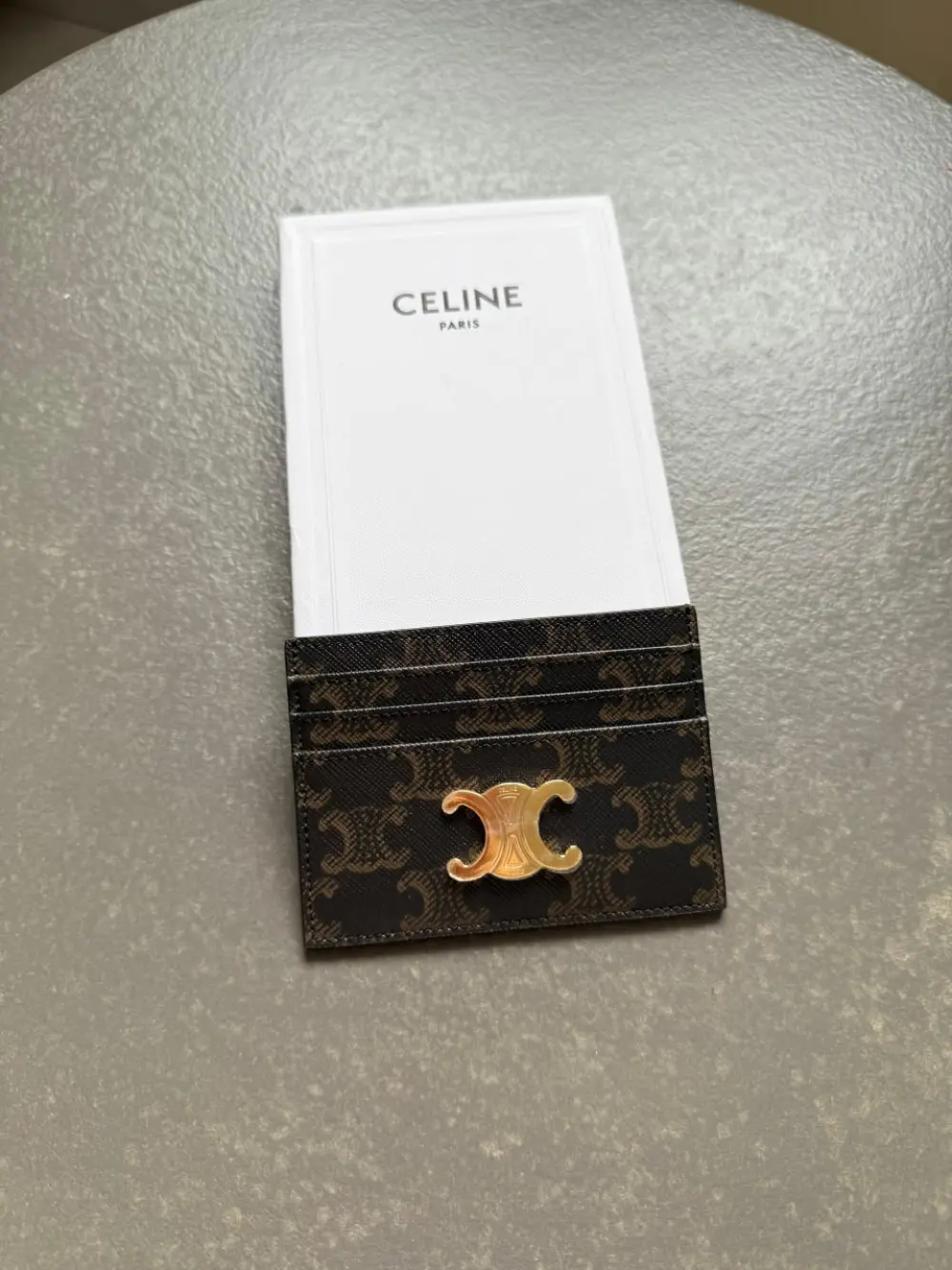 CELINE TRIOMPHE CARD HOLDER CANVAS tan ghw
