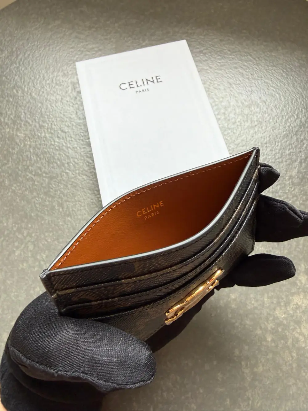 CELINE TRIOMPHE CARD HOLDER CANVAS tan ghw