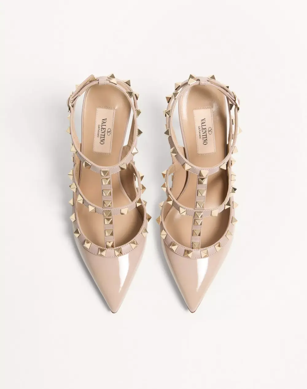 VALENTINO HEELS 10CM ROCKSTUD nude poudre patent