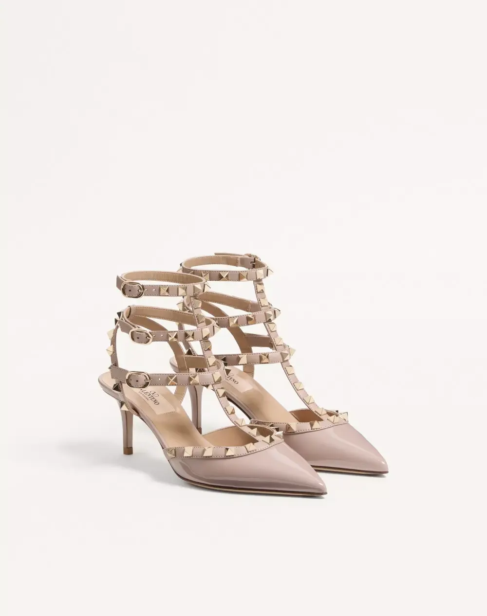 KITTEN HEELS 6CM ROCKSTUD · nude poudre patent