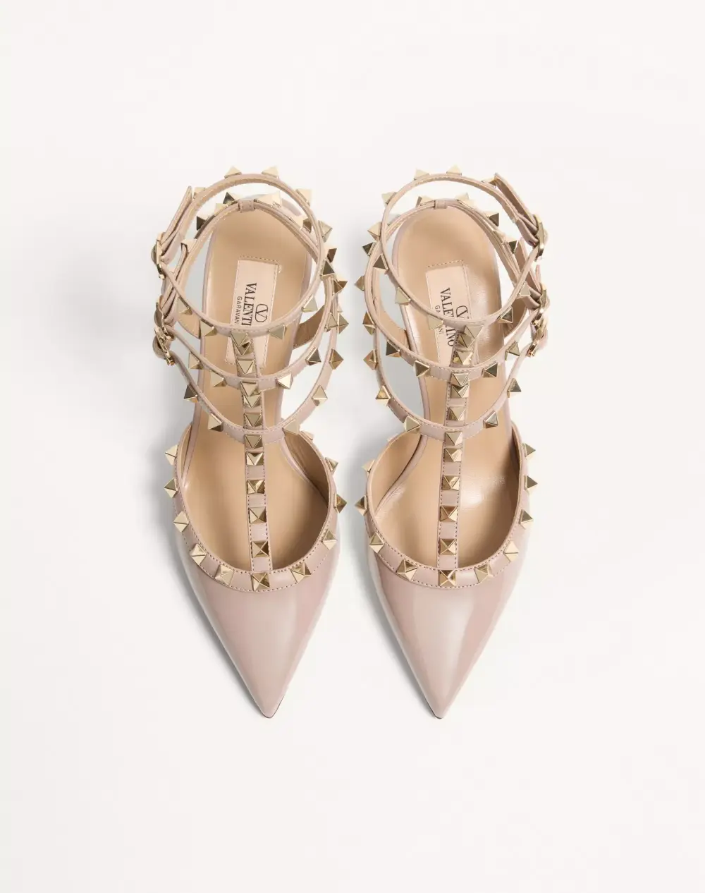 VALENTINO KITTEN HEELS 6CM ROCKSTUD nude poudre patent