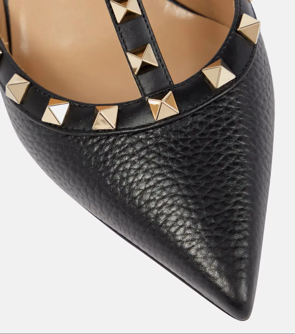 VALENTINO KITTEN HEELS 6CM ROCKSTUD black grained