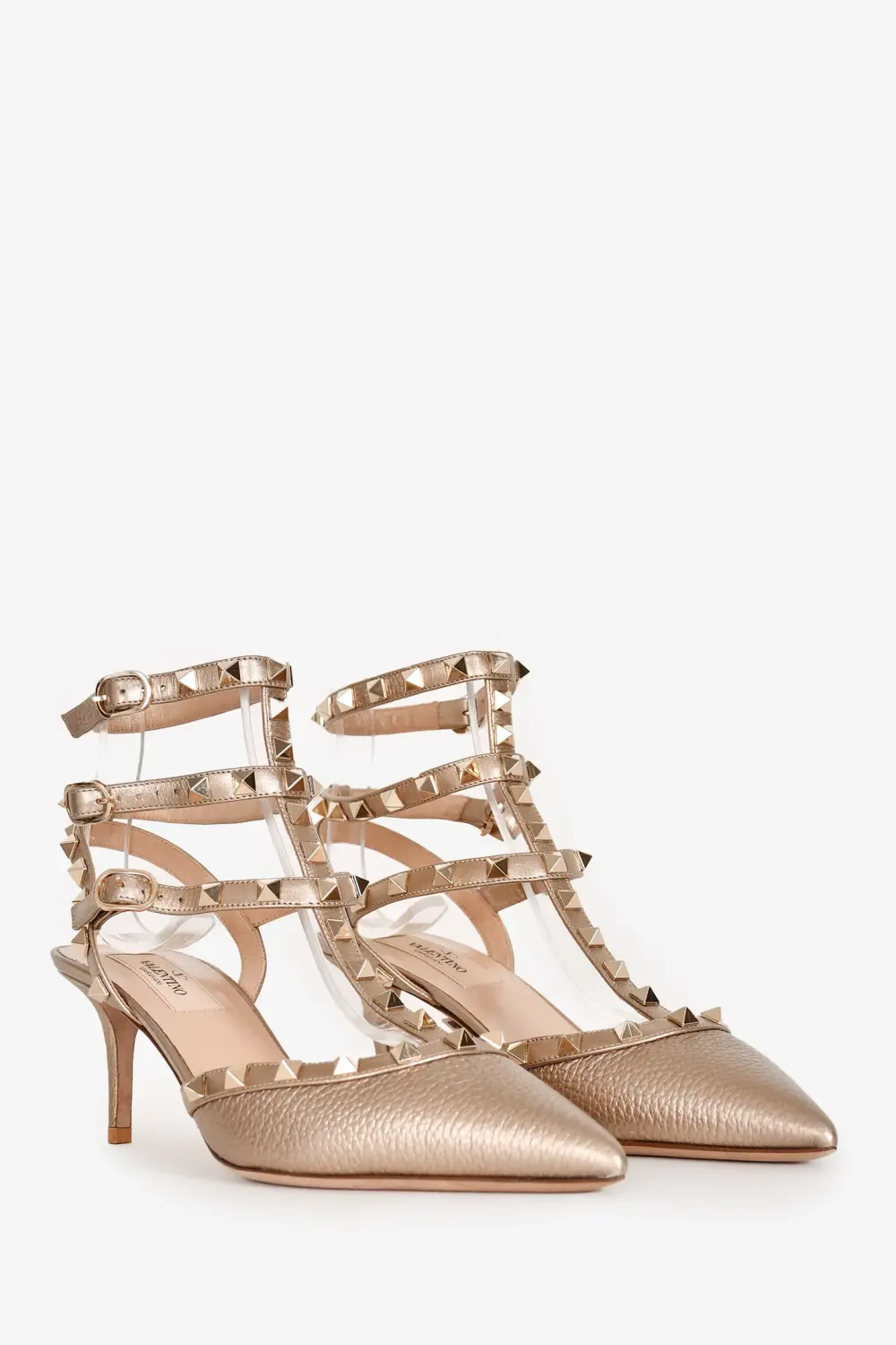 KITTEN HEELS 6CM ROCKSTUD · gold grained
