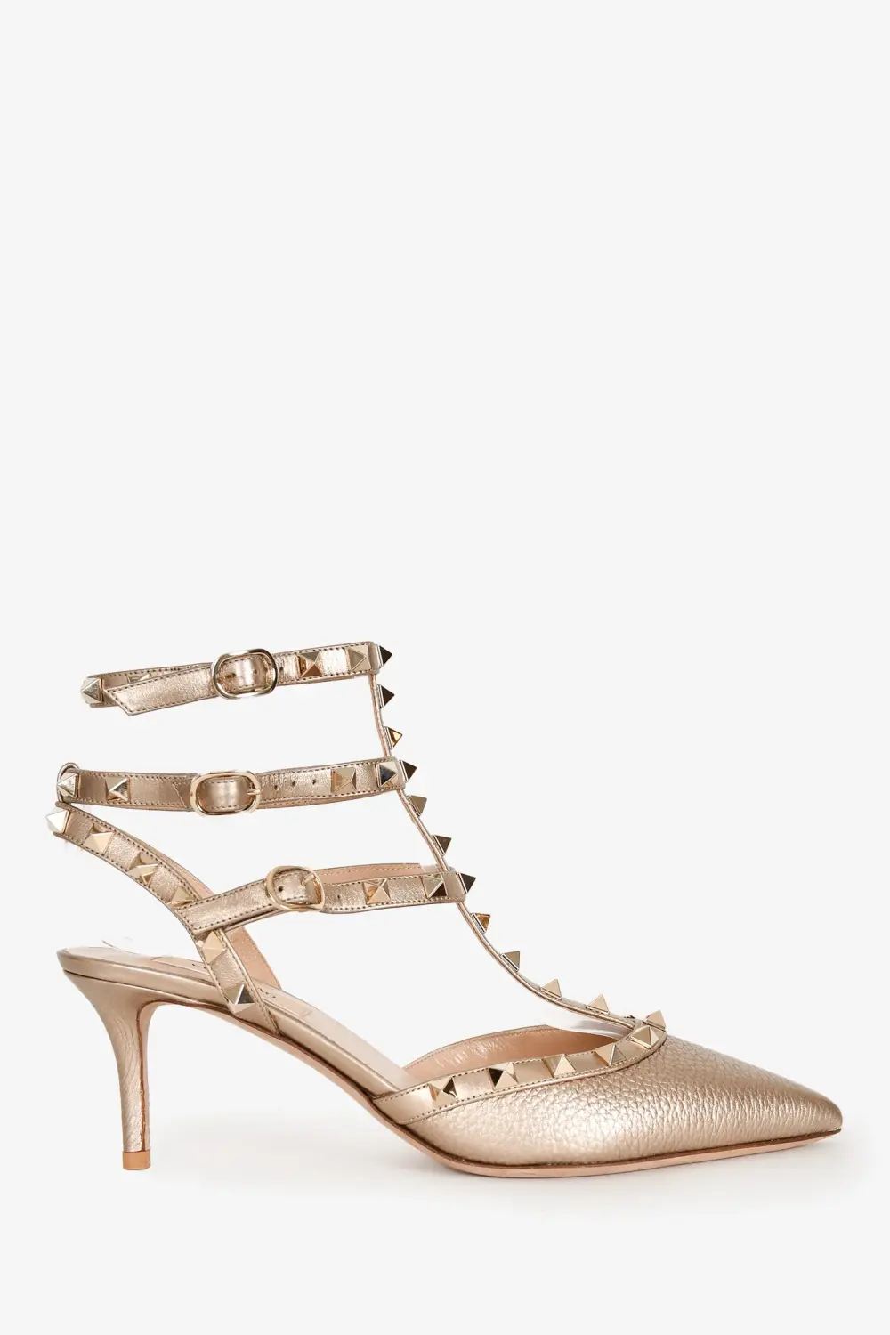 VALENTINO KITTEN HEELS 6CM ROCKSTUD gold grained