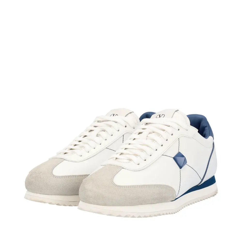 VALENTINO STUD AROUND LOW - TOP SNEAKER white blue